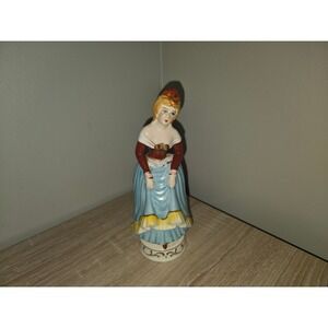 Vintage Moriyama Colonial Woman Figurine Made in Occupied Japan Porcelain Blue